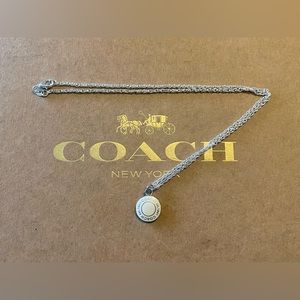 Coach White Enamel Pendant .925 Sterling Silver Necklace